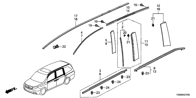 2017 Honda Odyssey Molding Assy,L FR Door Diagram for 72450-TK8-A11