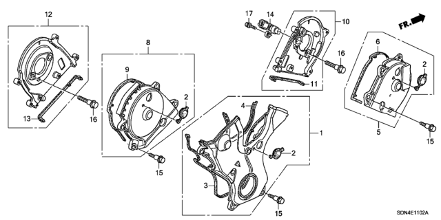 2006 Honda Accord Cover Assembly, Front Timing Belt (Upper) Diagram for 11820-RCA-A00
