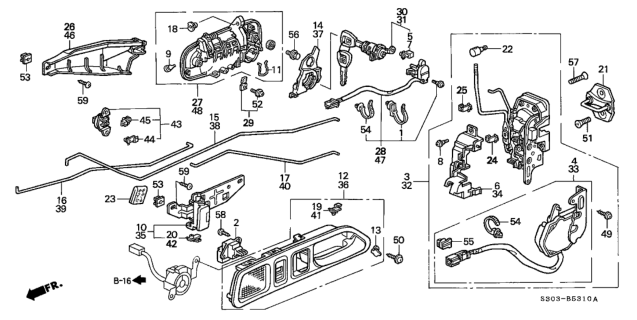 1997 Honda Prelude Fastener (Natural) Diagram for 72139-SR3-003
