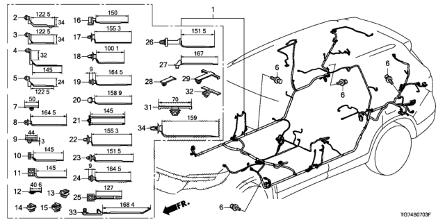 2021 Honda Pilot WIRE HARNESS, FLOOR Diagram for 32107-TG7-AP0