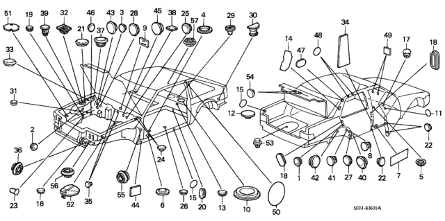 1989 Honda Accord Grommet, Drain Hole (25MM) Diagram for 82871-671-000