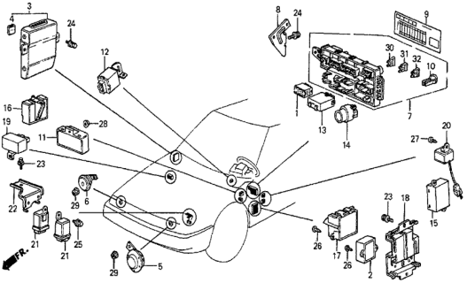 1986 Honda Prelude Control Unit, Retractable Headlight (Mitsuba) Diagram for 38330-SB0-671