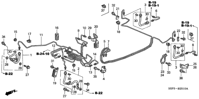 2004 Honda Civic Pipe E, L. Brake Diagram for 46361-S5A-N10