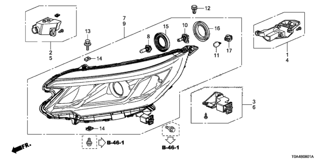 2016 Honda CR-V Light Assembly L Head Diagram for 33150-T1W-A01