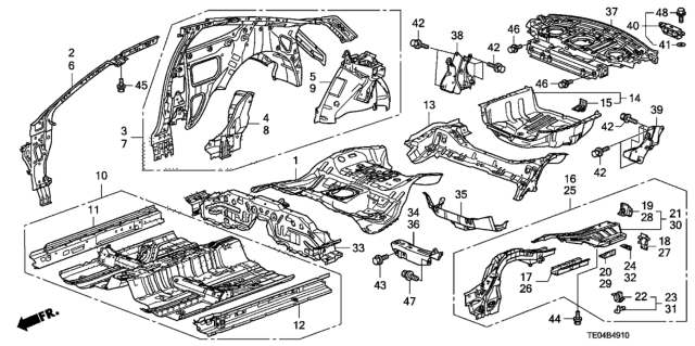 2011 Honda Accord Panel Set, RR. Floor Diagram for 04655-TA0-A00ZZ