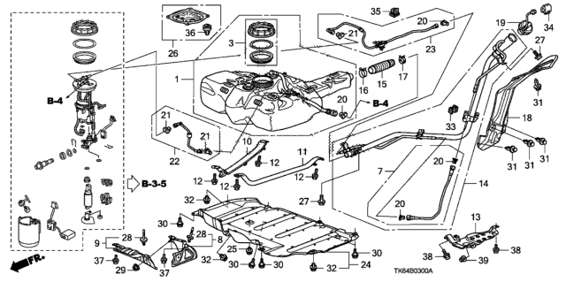 2011 Honda Fit Nut & Gasket Set, Fuel Lock Diagram for 17046-TA0-A00