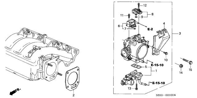 2004 Honda Civic Gasket, Throttle Body Diagram for 16176-PRB-A01