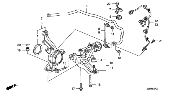 2008 Honda Fit Arm Assembly, Left Front (Lower) Diagram for 51360-SLN-A02