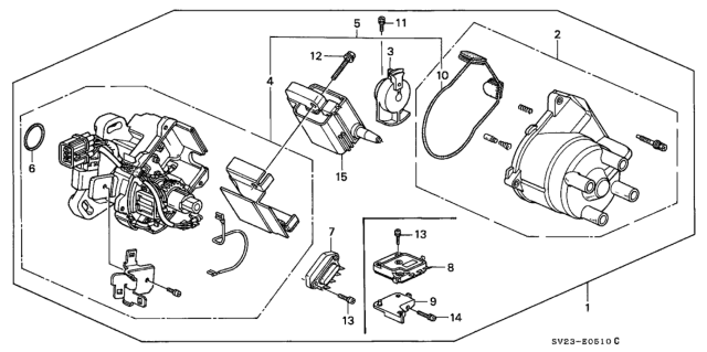 1996 Honda Accord Head, Rotor Diagram for 30103-PAA-A01