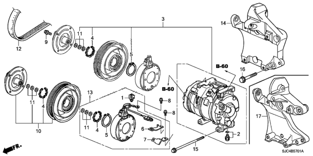 2012 Honda Ridgeline Stator Set Diagram for 38924-RYE-305