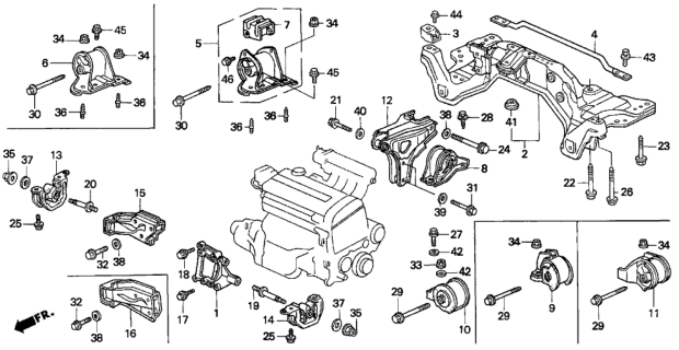 1995 Honda Del Sol Rubber, Transmission Mounting (MT) Diagram for 50803-SR3-A01