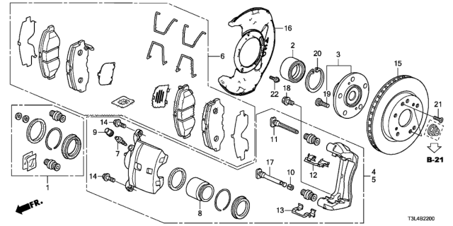 2015 Honda Accord Hub Assembly, Front Diagram for 44600-T2F-A01