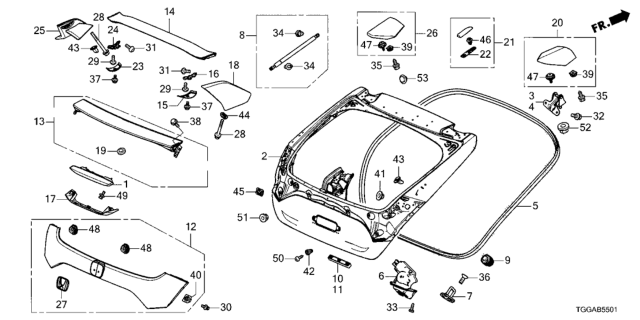 2021 Honda Civic TAILGATE Diagram for 68100-TGH-A10ZZ