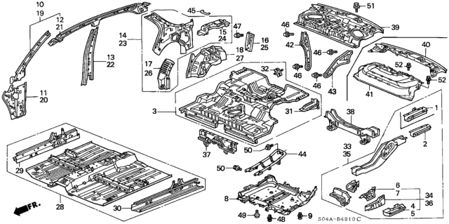 1999 Honda Civic Floor, FR. Diagram for 65100-S01-A20ZZ
