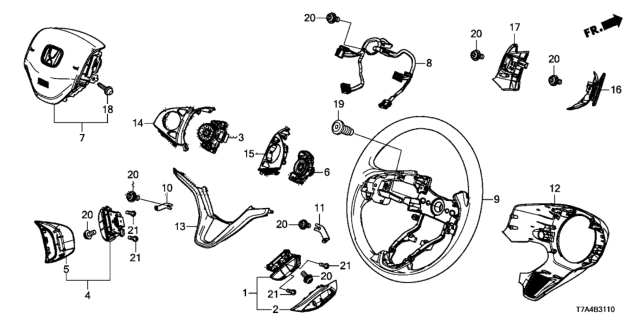 2020 Honda HR-V Steering Wheel (SRS) Diagram