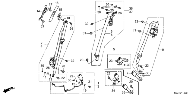 2020 Honda Civic Seat Belts Diagram