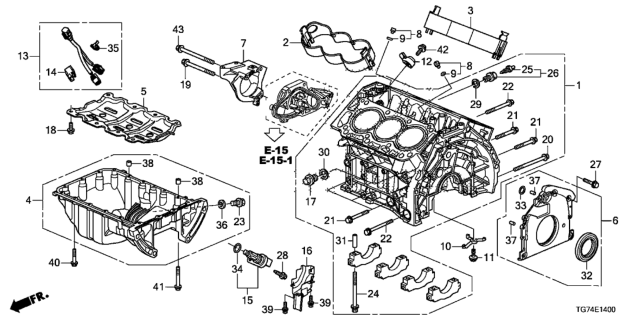 2021 Honda Pilot Cylinder Block - Oil Pan Diagram