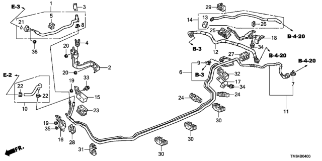 2013 Honda Insight Clamp B, Fuel Pipe Diagram for 91593-TM8-L01