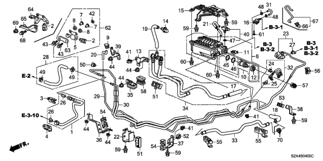 2011 Honda Pilot Clamp A, Fuel Pipe Diagram for 91591-SHJ-A01