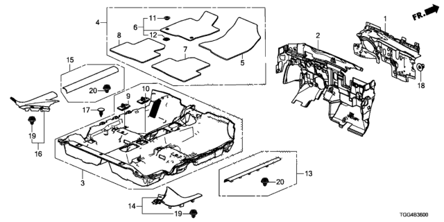 2020 Honda Civic Floor Mat Diagram