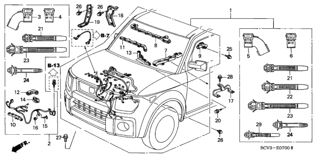 2003 Honda Element Sub-Wire, Starter Diagram for 32111-PZD-A51