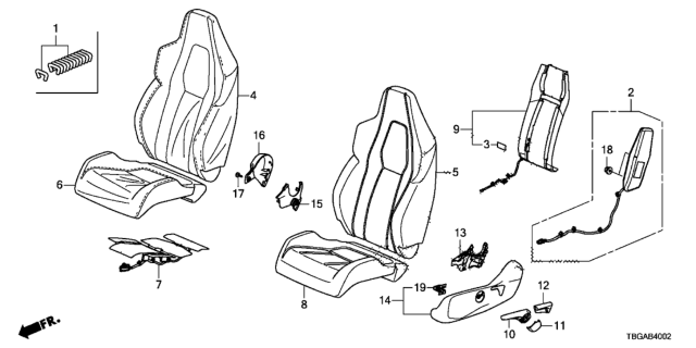 2020 Honda Civic Front Seat (Driver Side) Diagram