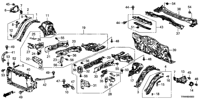 2020 Honda Clarity Plug-In Hybrid Bolt-Washer (6X26) Diagram for 90101-S3V-A00