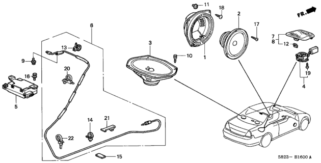2002 Honda Accord Speaker Assembly (160Mm) (Dual Cone) Diagram for 39120-S84-A02