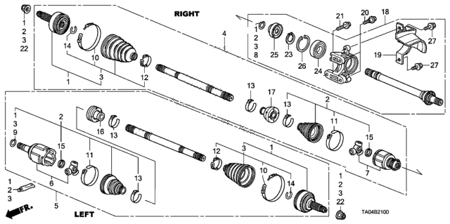 2008 Honda Accord Joint, Inboard Diagram for 44310-SDA-A00