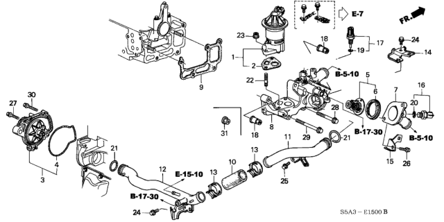 2002 Honda Civic Thermostat Assembly (Fuji Thompson) Diagram for 19301-PLC-315