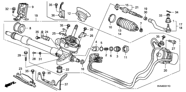 2007 Honda Civic Rack, Power Steer Diagram for 53601-SNR-A09