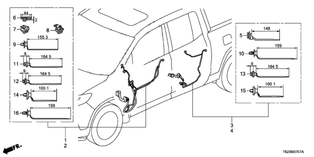 2020 Honda Ridgeline HARN, PASSENGER DOOR Diagram for 32752-T6Z-AE0