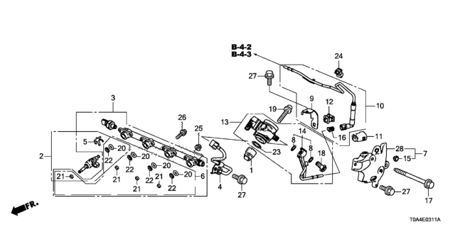 2015 Honda CR-V Injector Set, Fuel Diagram for 16010-5LA-305