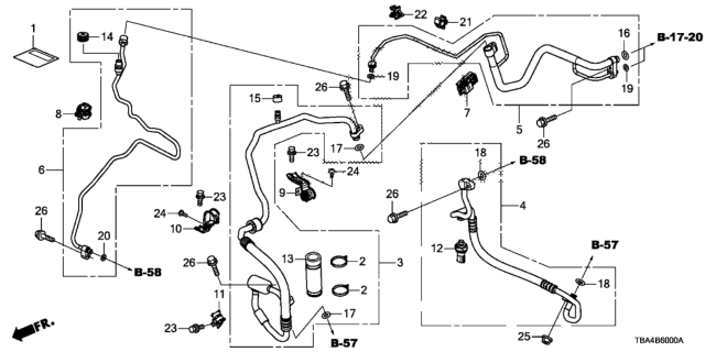 2016 Honda Civic Clamp,A/C Pipe 19 Diagram for 80362-TBA-A01