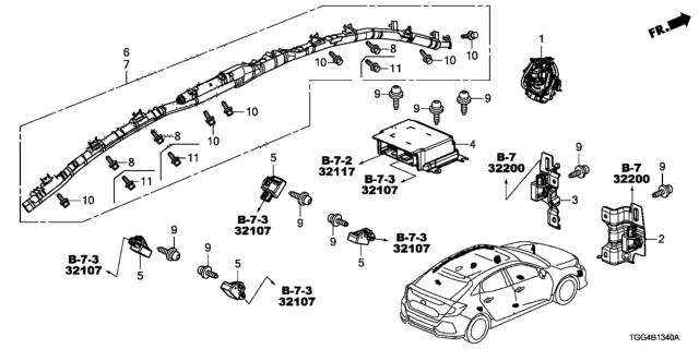 2020 Honda Civic SRS Unit Diagram