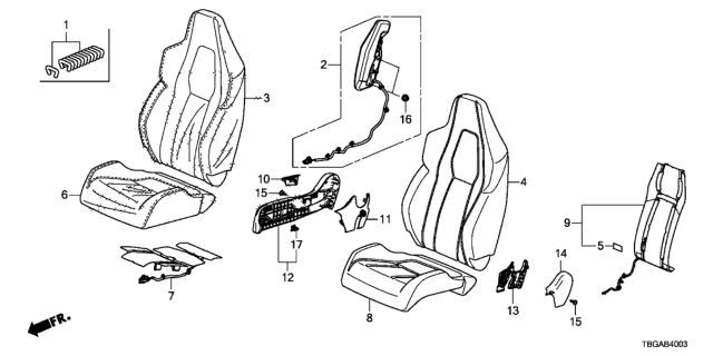 2020 Honda Civic Front Seat (Passenger Side) Diagram