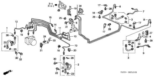 2001 Honda CR-V Bracket, Clip Diagram for 46393-S10-A00