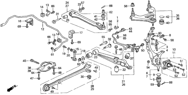 1996 Honda Prelude Boot, Tie Rod End Diagram for 53546-SH0-A01