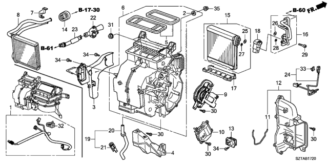 2013 Honda CR-Z Evaporator Diagram for 80211-TM8-003