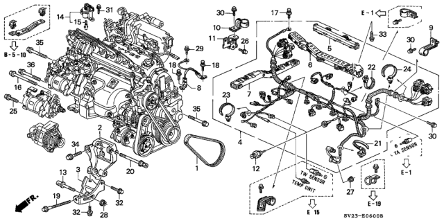 1994 Honda Accord Bracket, Alternator Diagram for 31112-P0A-A00