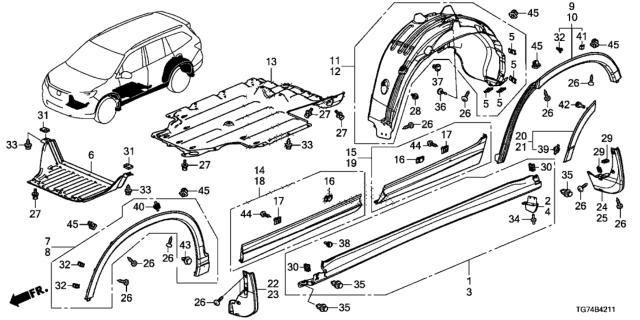 2021 Honda Pilot Side Sill Garnish Diagram