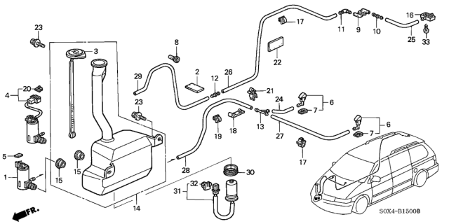 2004 Honda Odyssey Nozzle Assembly, Front Washer (Taffeta White) Diagram for 76810-S9V-A01ZE