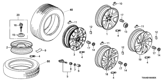 2013 Honda CR-V Tire, Spare Diagram for 42751-GYR-039