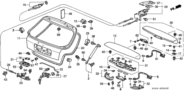 1996 Honda Civic Cylinder, Trunk Diagram for 74861-S00-A01