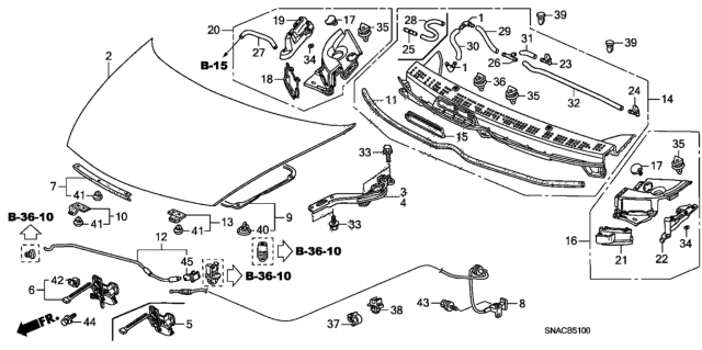 2010 Honda Civic Clip, Engine Hood Insulator Diagram for 91501-STK-003