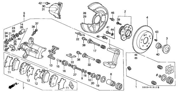 1997 Honda Prelude Caliper Set, RR. Diagram for 01473-SV4-000
