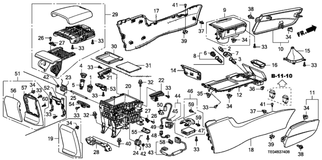 2011 Honda Accord Garnish, Center Console (Upper) *NH167L* (GRAPHITE BLACK) Diagram for 83420-TA0-J11ZC