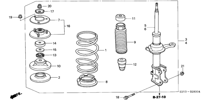 2003 Honda Insight Spring, Front Diagram for 51401-S3Y-A01