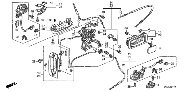 2007 Honda Element Rear Access Panel Locks  - Outer Handle Diagram