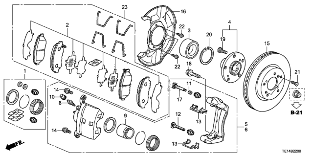 2012 Honda Accord Pad Set, Front Diagram for 45022-TA5-X01